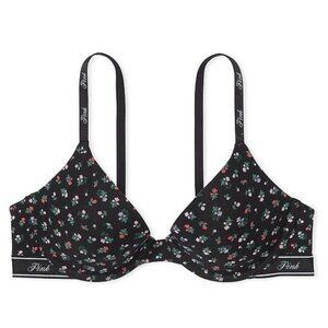 VS PINK Wear Everywhere Lightly Lined T-shirt bra - floral print -38B - 11241739